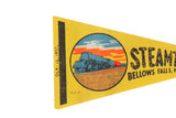 Handwritten date 'Oct. 12, 1970' inked on the black band of the vintage yellow felt pennant.