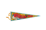 Vintage Whalom Park felt pennant featuring a colorful whale graphic with red and yellow text.