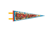 Vintage Story Land felt souvenir pennant with colorful mid-century fairy tale graphics.