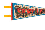 Printed 1967 copyright and handwritten date on the red felt header of the pennant.