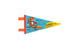 Vintage Cypress Gardens Florida felt pennant with a graphic of a water skiing tiger.