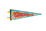 Vintage Old Orchard Beach felt pennant with a colorful mid-century boardwalk and pier illustration.