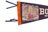 A handwritten 1972 date in ink on the orange felt header of a vintage Boston pennant.