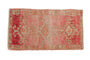 Vintage Distressed Kars rug with triple lightning medallions, vibrant pink and beige abrashed ground, 1'10" x 3'3".