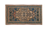 Distressed Oushak rug with central floral medallion in sandalwood, cobalt blue, and teal, 2x3.7.