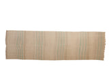 Vintage Distressed Turkish Kilim runner with muted beige and mint green stripes, 4'3