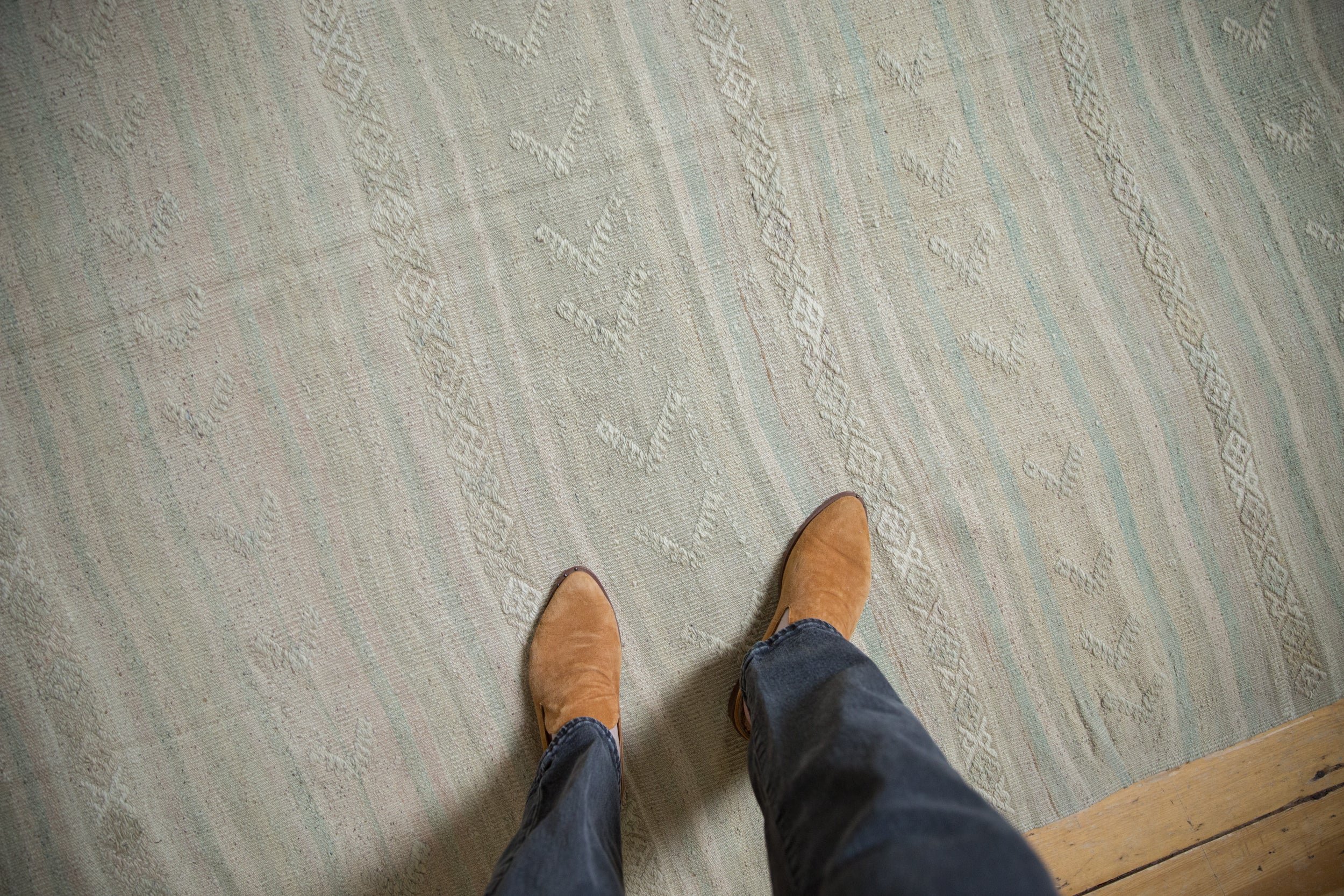4.5x13.5 Vintage Distressed Turkish Kilim Rug Runner