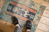 2x2.5 Vintage Distressed Anatolian Square Rug Mat