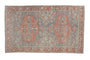 Vintage Distressed Sparta rug, double medallion, dusty terra cotta, slate blue, and silver.