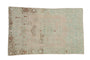 Vintage Distressed Oushak rug, cream and mint green geometric medallion with abrashes, 4'5" x 6'11".