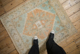 Vintage Distressed Oushak Square Rug / ONH item 13308