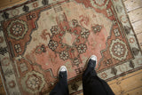 Vintage Distressed Oushak Square Rug / ONH item 13318