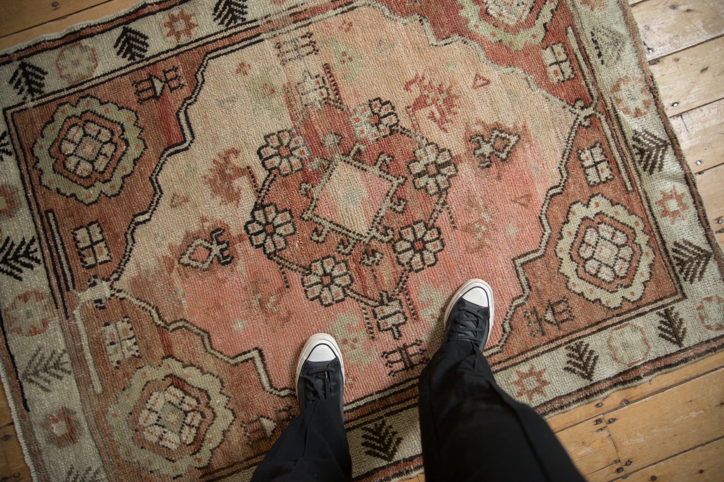 Vintage Distressed Oushak Square Rug / ONH item 13318