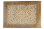 Indian Kashan design carpet, allover arabesque floral on antique ivory with coffee brown border.