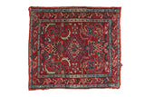 Rare antique Persian Bakshaish rug, pomegranate red Herati field with diamond medallion, abrashed blossomed borders.