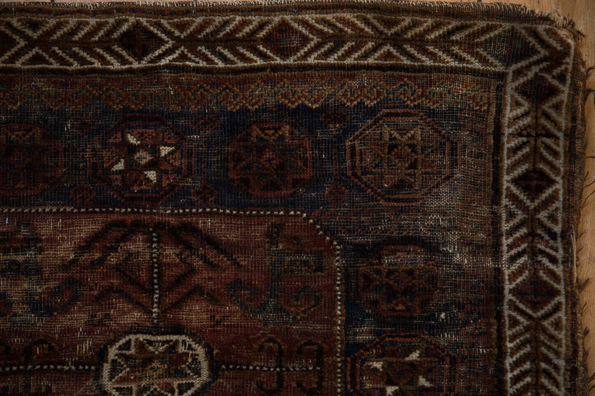 2.5x2.5 Antique Belouch Square Rug Mat