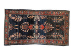 Fine Antique Persian Mohajeran Sarouk runner, cobalt field, vibrant floral sprays, madder red border, 2'8