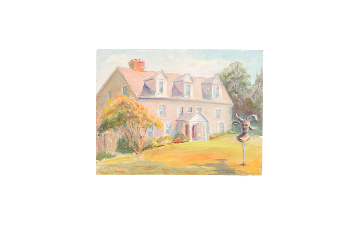 Dianne Aronian House with Sculpture Original Painting