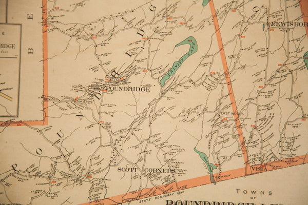 Antique 19th Century Julius Bien Pound Ridge Scotts Corners NY Map // ONH Item 1823 Image 3