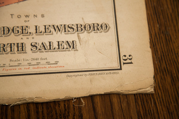 Antique 19th Century Julius Bien Pound Ridge Scotts Corners NY Map // ONH Item 1823 Image 7