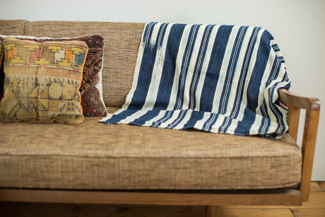Vintage Indigo Stripe Throw // ONH Item 1956