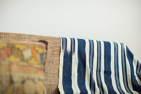 Vintage Indigo Stripe Throw // ONH Item 1956 Image 1