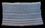 Top left detail of Vintage Indigo Stripe Throw, showing handwoven blue and cream striped texture.