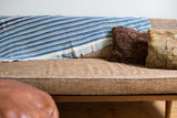 Collectible hand woven Vintage Indigo Stripe Throw with blue and cream stripes.