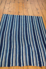 Varying shades of hand dyed blue stripes on the vintage indigo textile.