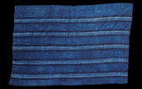 Hand-woven vintage African indigo textile with horizontal stripes in varied blue shades, 3x5.