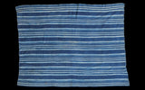 Vintage hand woven African Indigo Blue Striped Textile, measuring 3'7