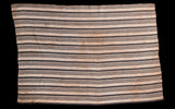 Collectible hand woven Indigo Blue Striped Textile, natural and dark blue, 3'5x4'11.