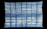 Collectible hand-woven vintage indigo batik textile with white grid pattern, 3'3