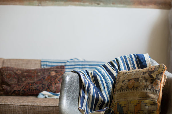 Vintage Indigo Stripe Throw // ONH Item 2029