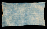 Variegated indigo dye on handwoven Vintage Batik Throw, with horizontal panels.