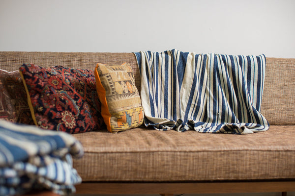 Vintage Indigo Stripe Throw // ONH Item 2052 Image 7
