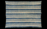 Collectible vintage African indigo textile, hand-woven blue and off-white striped, 3'8