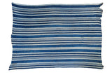 Hand-woven vintage African indigo textile, blue and natural striped, 3'6