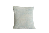 Faded powder blue indigo pillow featuring a textured, striped vintage textile, 20x20.