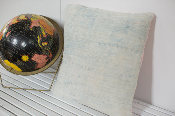 Faded Powder Blue Indigo Pillow // ONH Item 2355D
