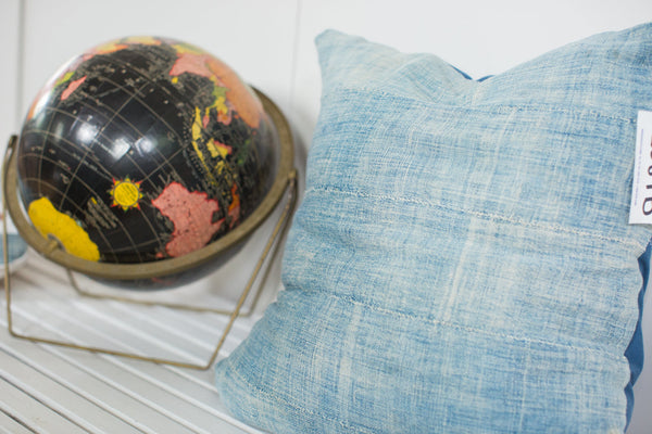 Vintage Light Blue Indigo Pillow // ONH Item 2384B