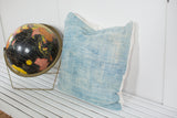 Handmade vintage reclaimed light blue African Indigo pillow, sun-faded, 20x20 inches.