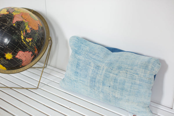 Vintage Light Blue Indigo Pillow // ONH Item 2384H