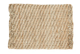Ivory hand braided entrance mat with distinct natural fiber texture, 2'2