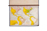 Vintage Denoyer Geppert social science map, yellow, green, and pink historical land divisions, 44x32.