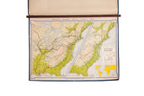 Vintage Denoyer-Geppert pull-down map of the U.S. Westward Movement with green territories.