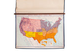 Vintage 1967 Denoyer Geppert Social Science Map with secession legend, on a walnut rod, 44x32.