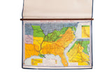 Vintage Denoyer Geppert Social Science map of Civil War states with walnut rod.