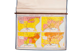 Vintage Denoyer Geppert pull-down map showing four historical US maps in yellow and orange.