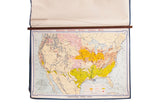 Vintage 1967 Denoyer Geppert map: pale yellow and green US agriculture, with walnut rod.